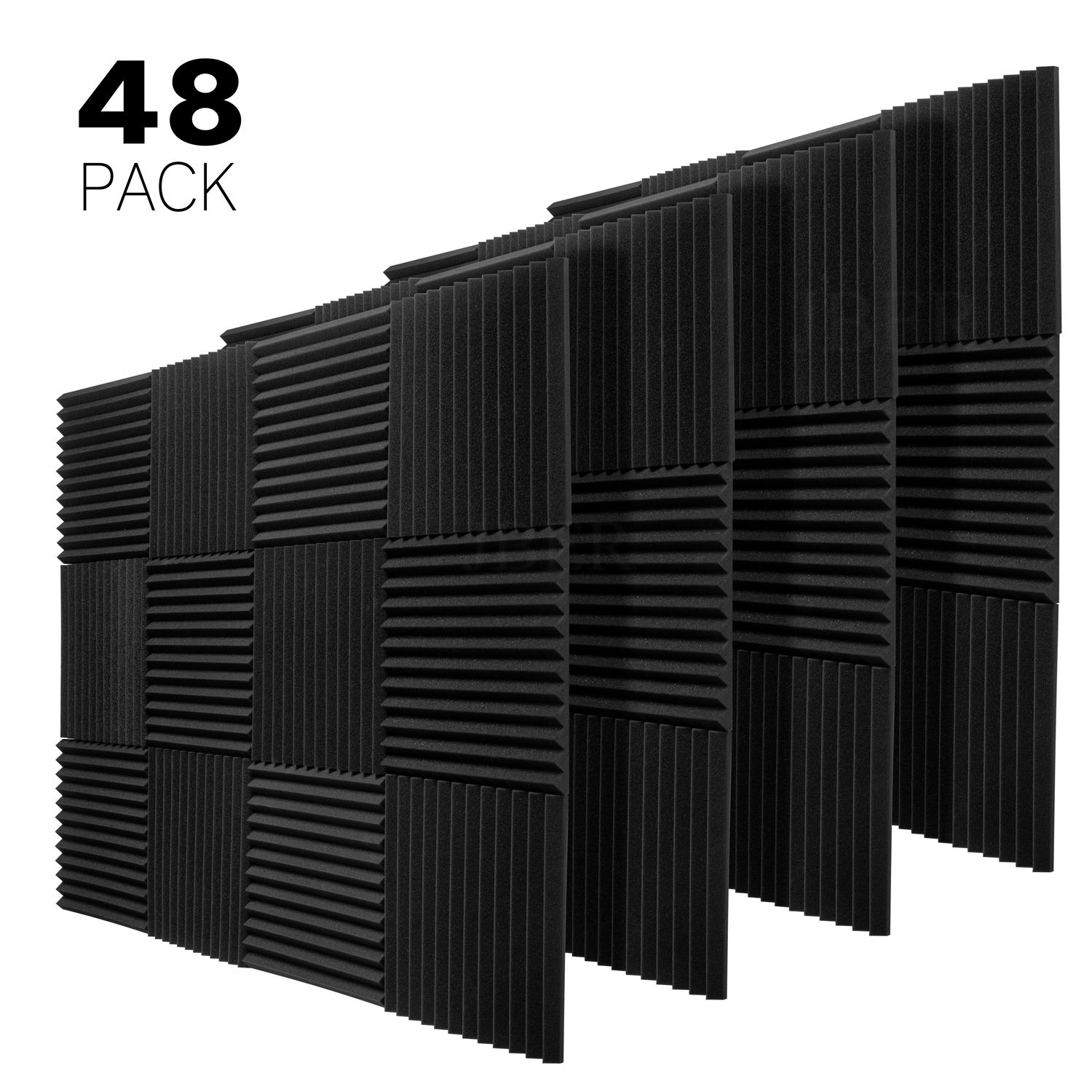 JBER Acoustic Absorption Panels 6 Pack, Gray 12 X 12 X 0.45 Soundproofing Insulation Panel Tiles High Density Polyester Fiber Acoustic Treatment for Studio Home and Office 