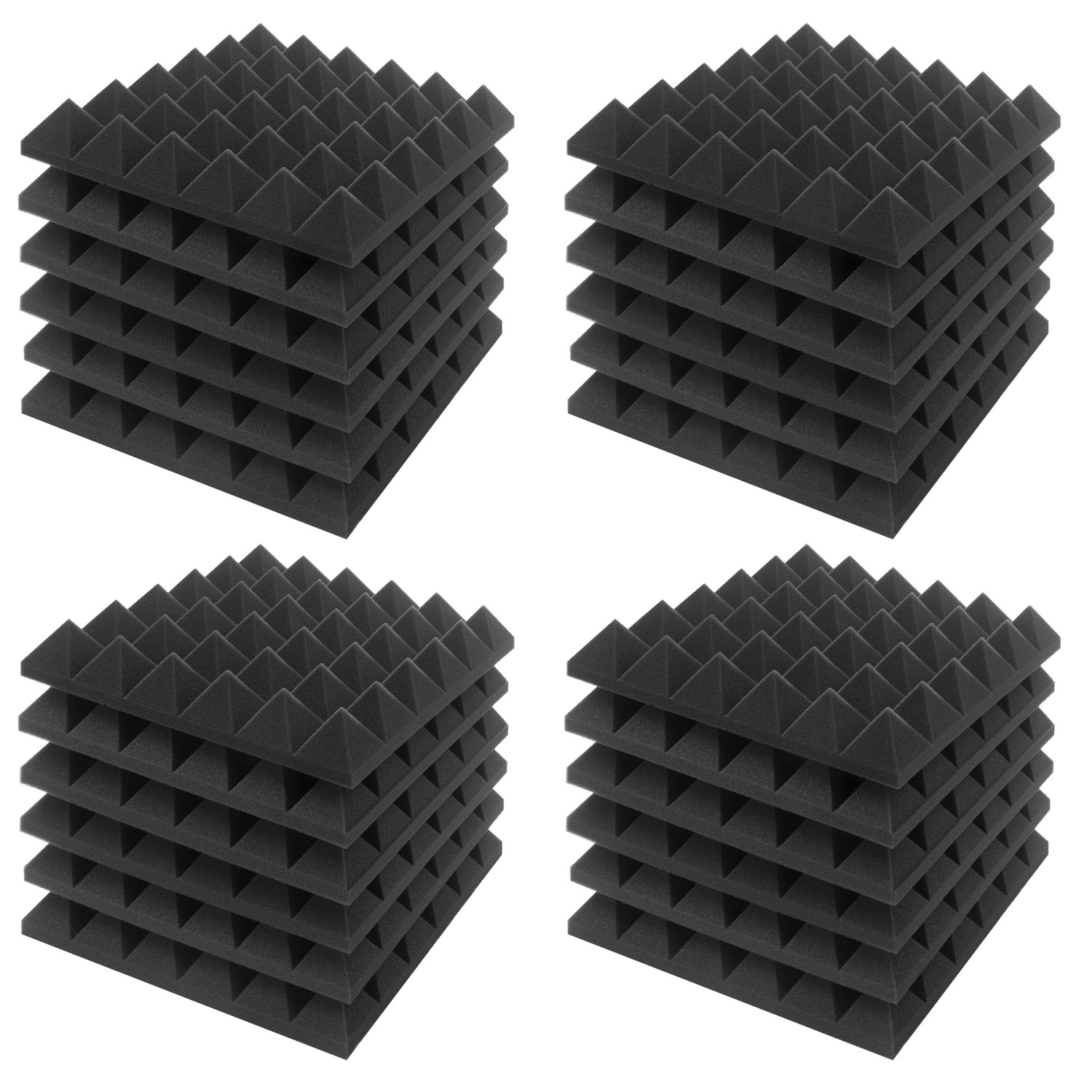Sound Panels wedges Soundproof Sound Insulation Absorbing JBER 24 Pack Set 2 X 12 X 12 Acoustic Foam Panels Soundproof Foam Wall 9 Block Tiles 9 Black Blocks Design 