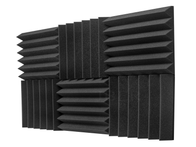 JBER 6 Pack Acoustic Foam Wedge, 2" X 12" X 12" Studio Soundproofing Panels Fire Resistant Sound Proof Padding Acoustic Treatment Foam (6 Square Feet, Charcoal)