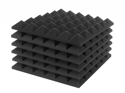 JBER Acoustic Sound Foam Panels, 6 Pack 2" X 12" X 12" Soundproofing Treatment Studio Wall Padding Sound Absorbing Fireproof Pyramid Wedge Tiles