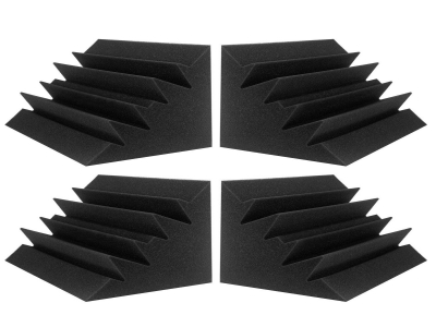 JBER 4 Pack Acoustic Foam Bass Trap Studio Foam 12" X 7" X 7" Soundproof Padding Wall Panels Corner Block Finish for Studios Home and Theater