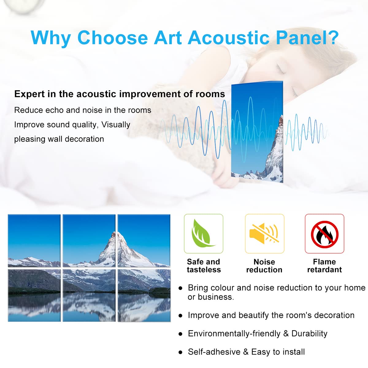 JBER Art Acoustic Panels 6 Pack Self Adhesive（Series 1）
