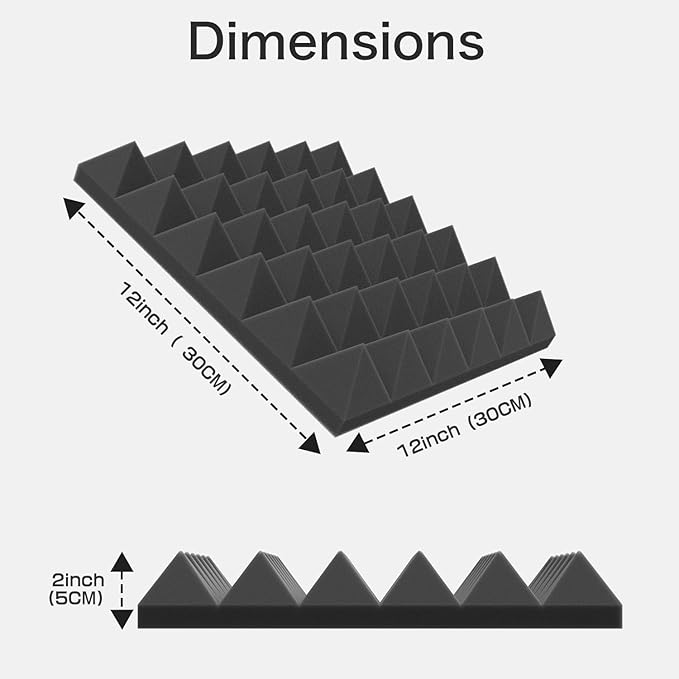 JBER Acoustic Foam Panels Pyramid Self-Adhesive