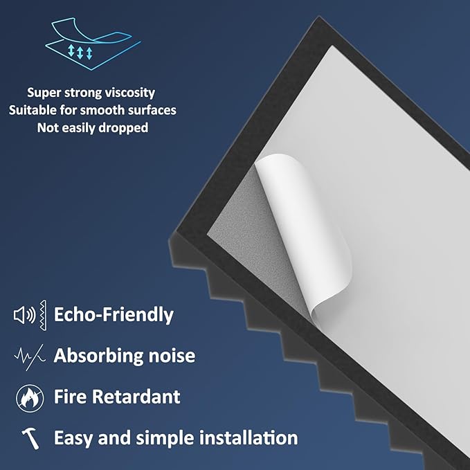 JBER Acoustic Foam Panels Pyramid Self-Adhesive