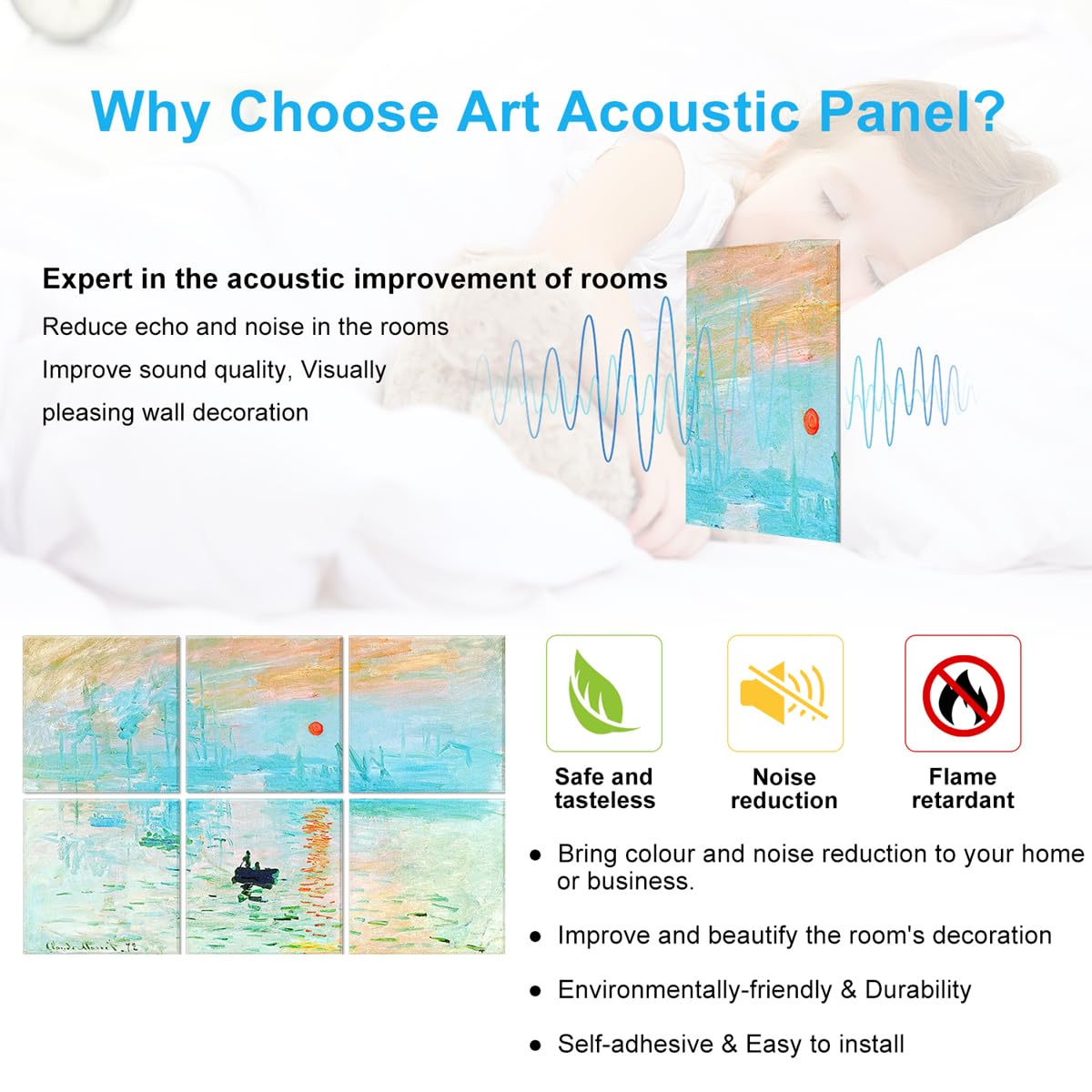 JBER Art Acoustic Panels 6 Pack Self Adhesive（Series 1）
