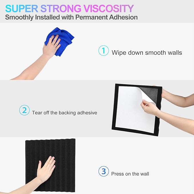 JBER Acoustic Foam Panels Wedge-shaped Self-Adhesive