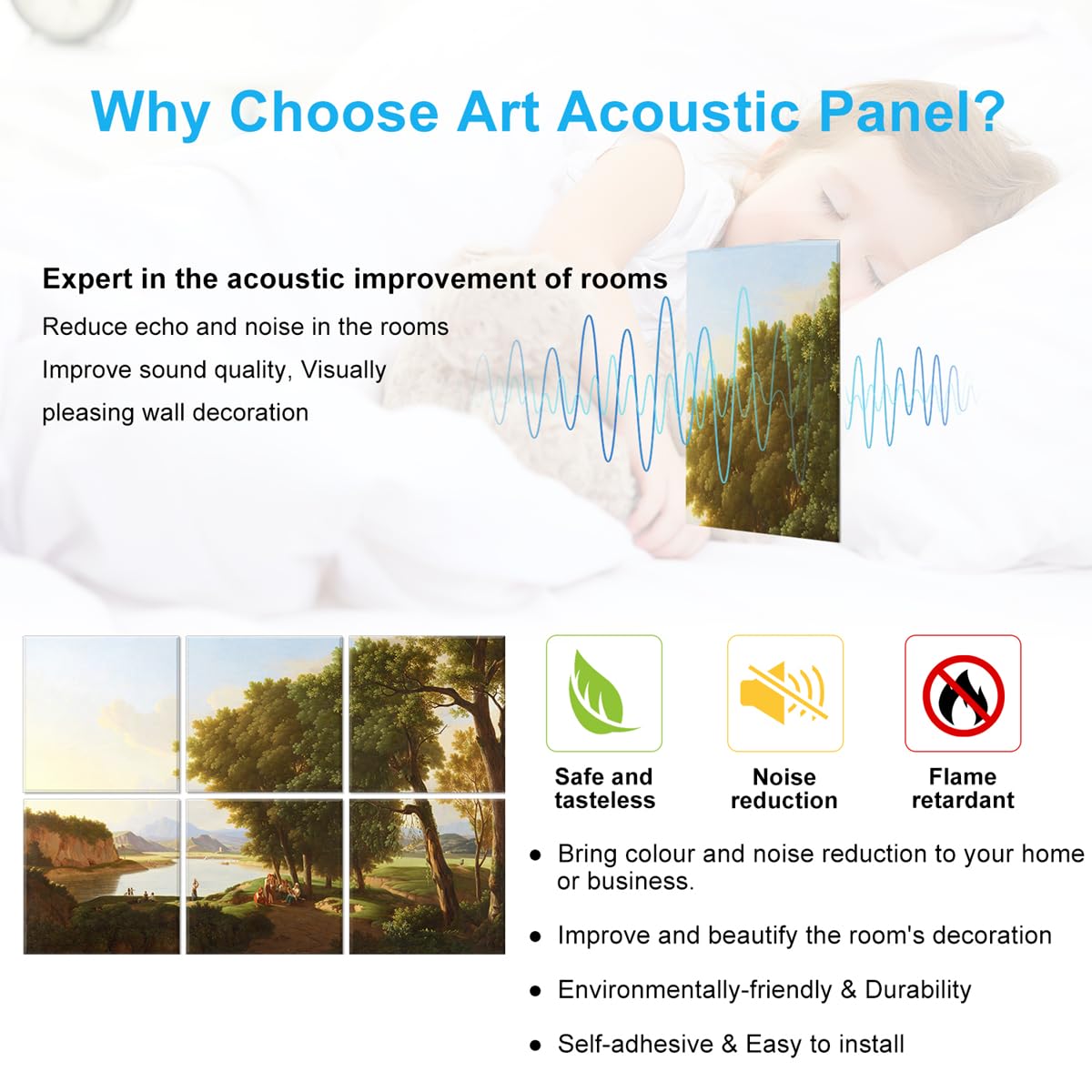 JBER Art Acoustic Panels 6 Pack Self Adhesive（Series 1）