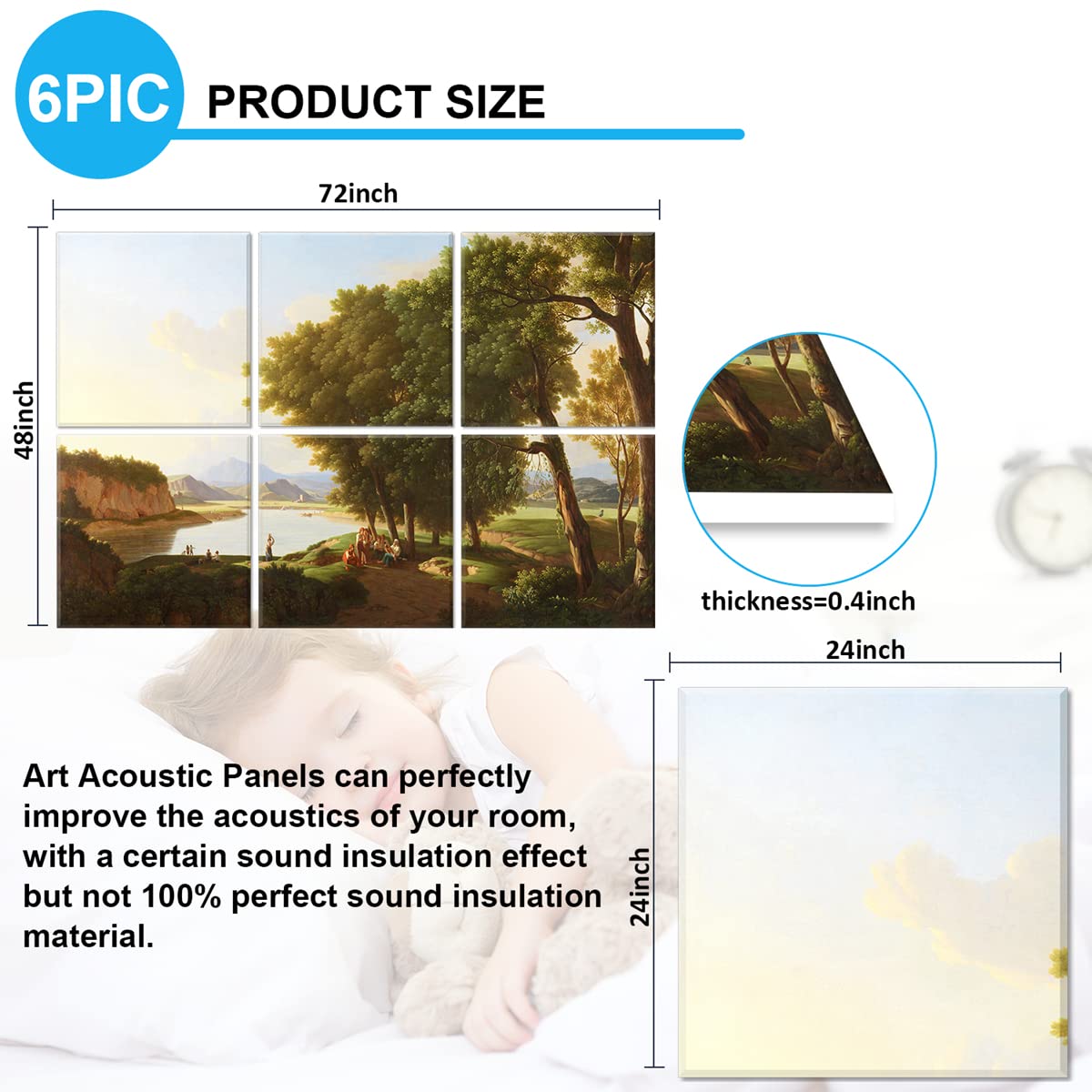JBER Art Acoustic Panels 6 Pack Self Adhesive（Series 1）