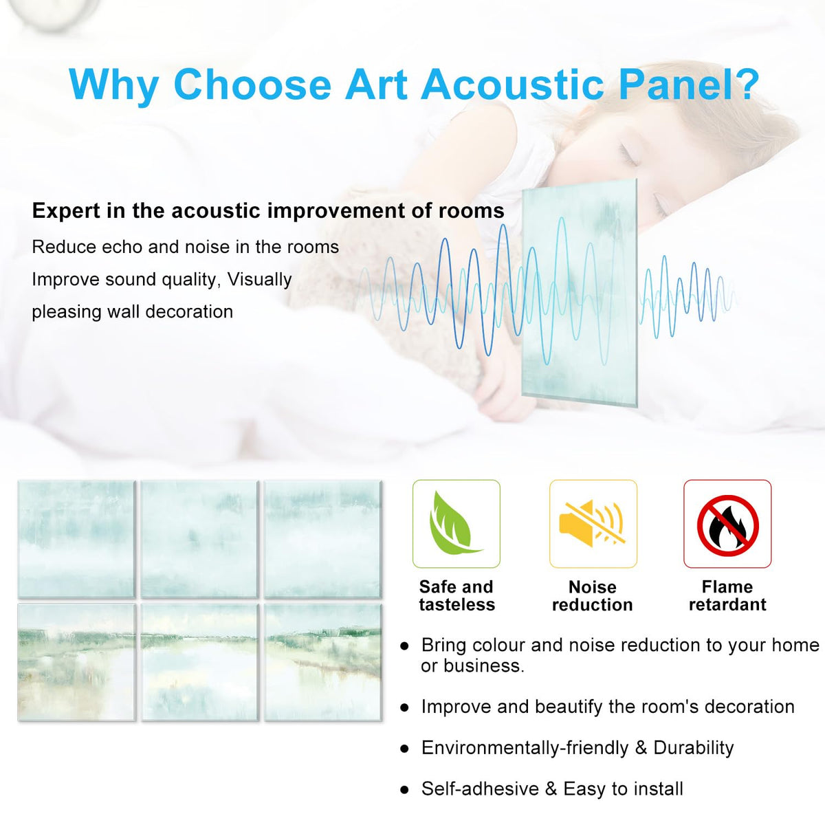 JBER Art Acoustic Panels 6 Pack Self-Adhesive（Series 2）