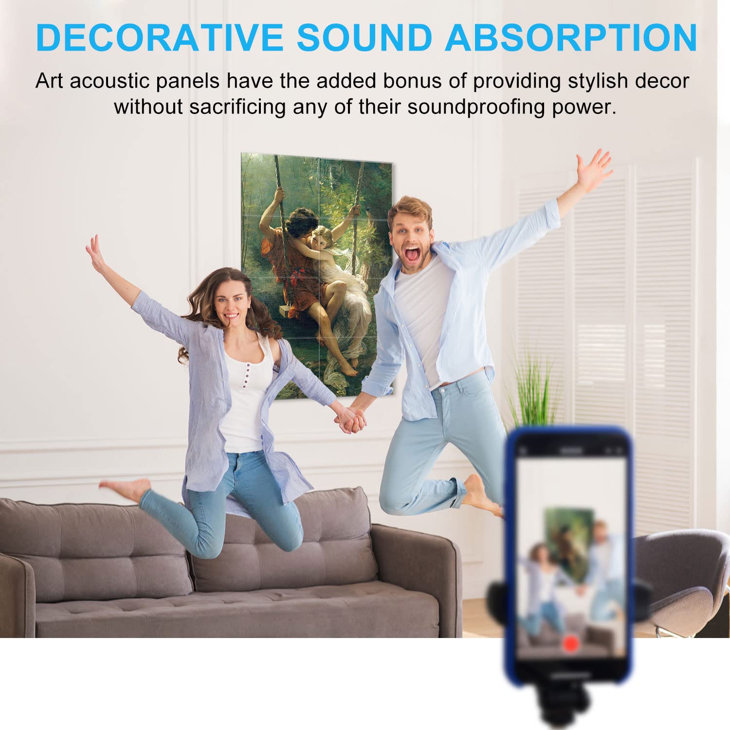 JBER Art Acoustic Panels 8 Pack Self-Adhesive