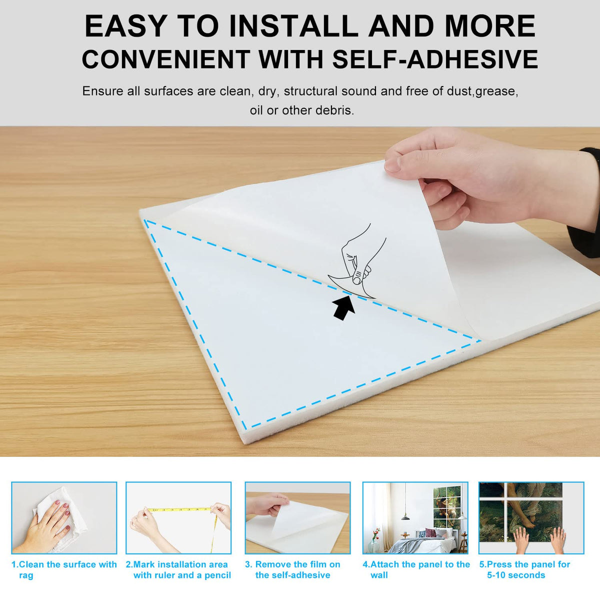 JBER Art Acoustic Panels 8 Pack Self-Adhesive