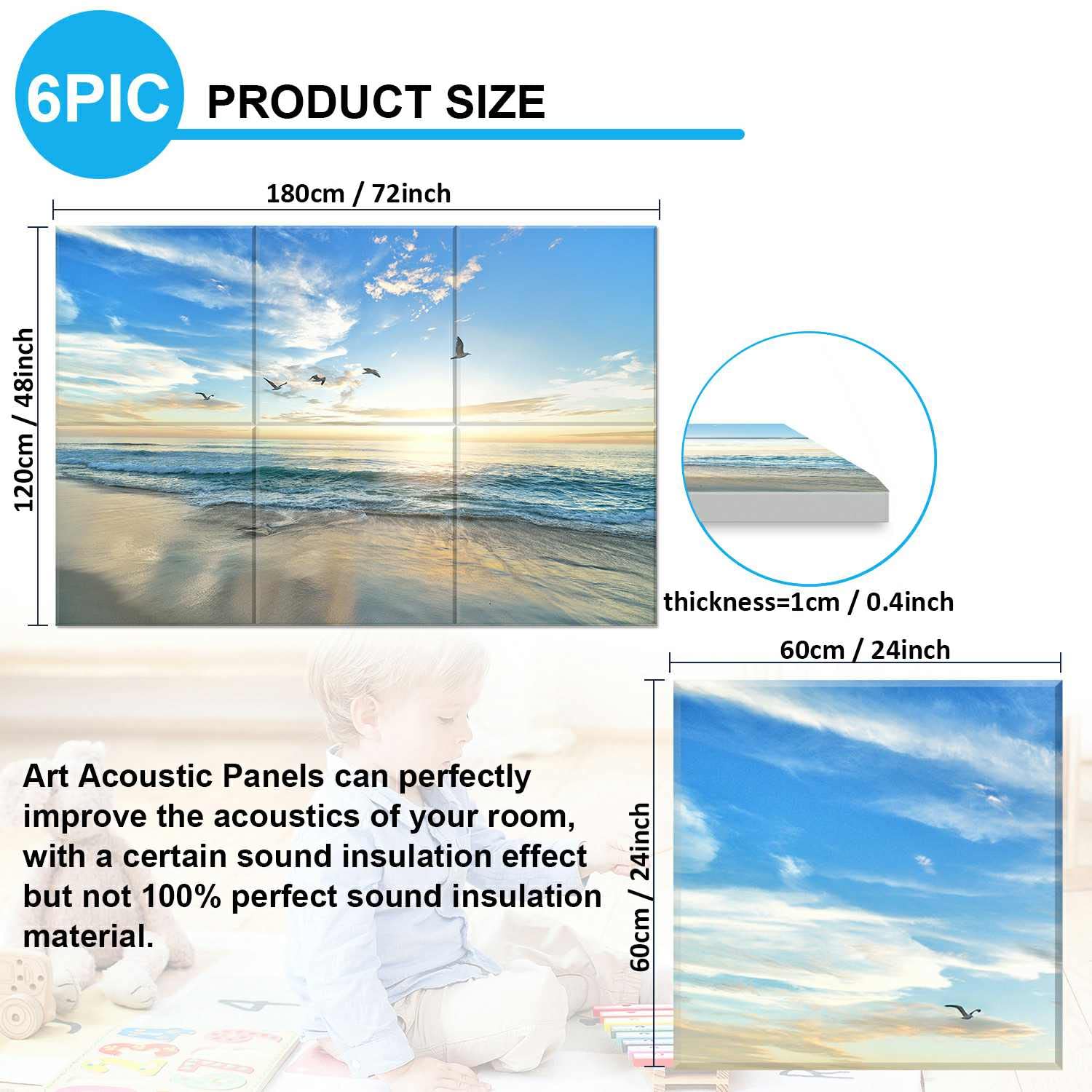 JBER Art Acoustic Panels 6 Pack Self Adhesive（Series 1）