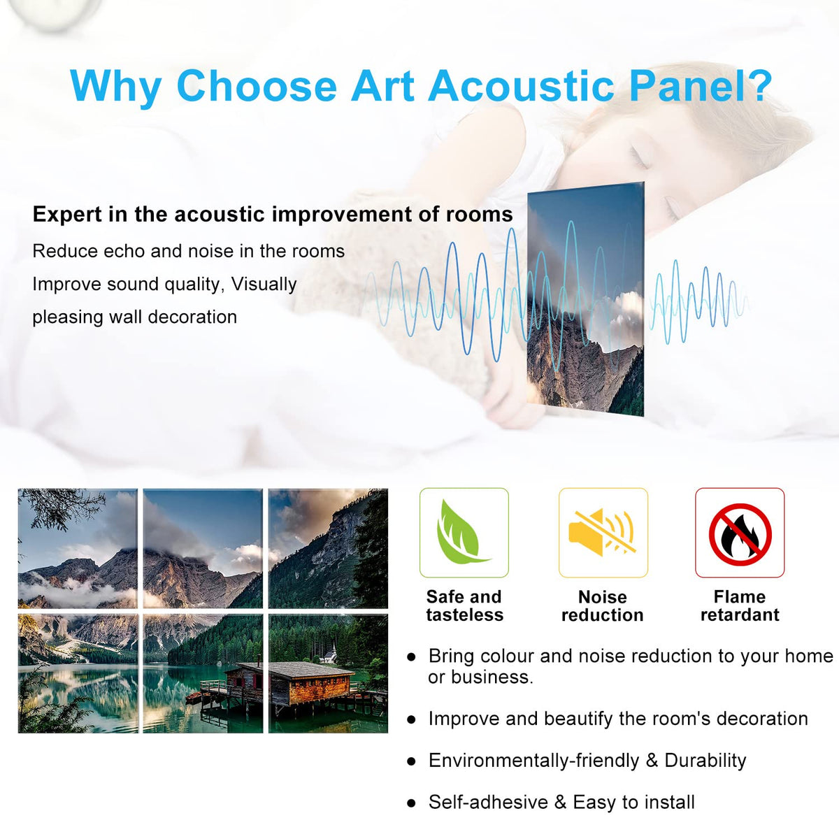 JBER Art Acoustic Panels 6 Pack Self Adhesive（Series 1）