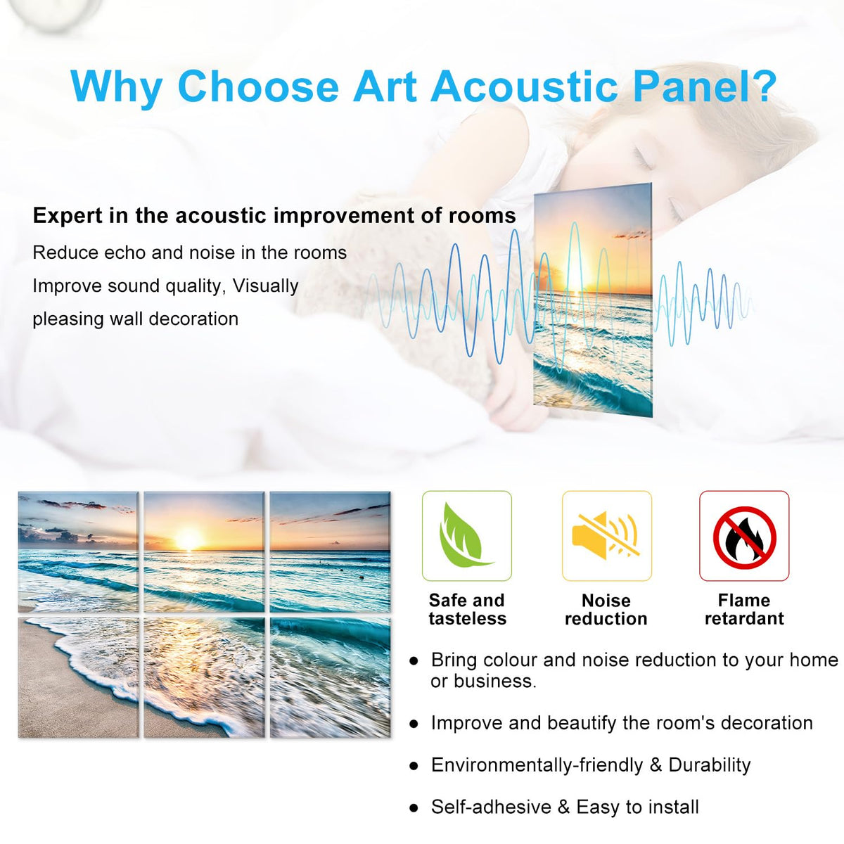 JBER Art Acoustic Panels 6 Pack Self-Adhesive（Series 2）