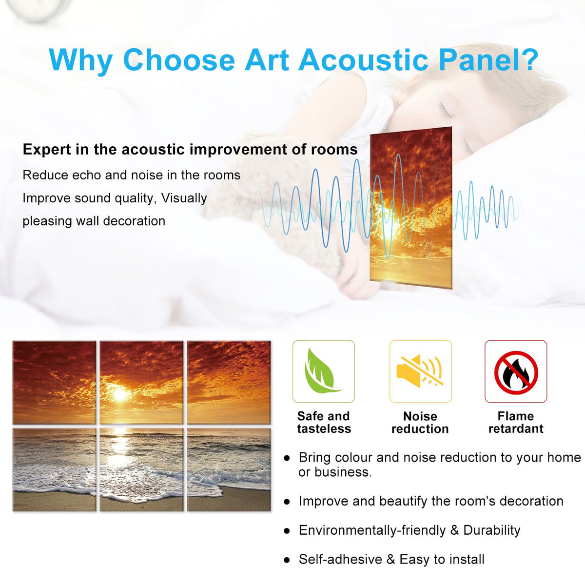 JBER Art Acoustic Panels 6 Pack Self-Adhesive（Series 2）