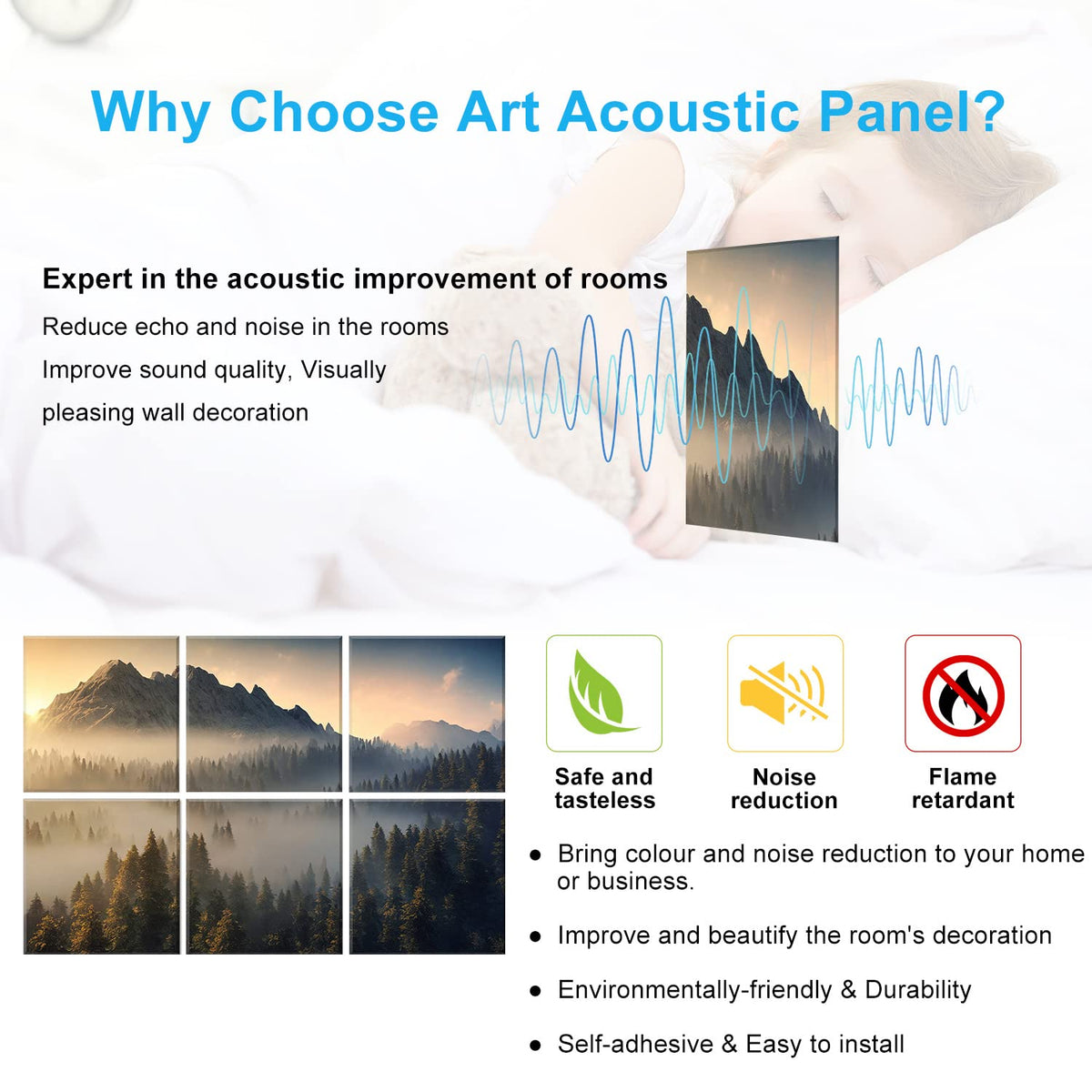 JBER Art Acoustic Panels 6 Pack Self Adhesive（Series 1）