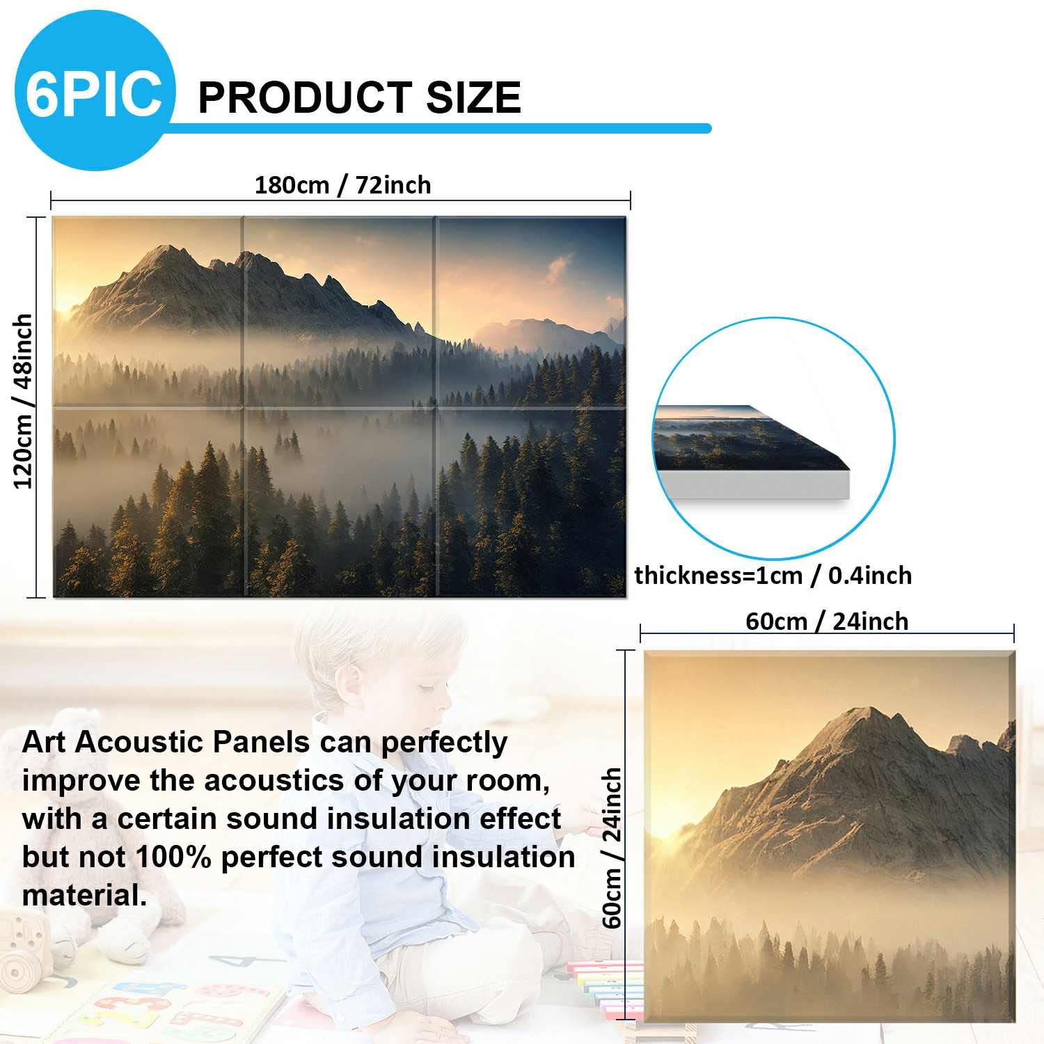 JBER Art Acoustic Panels 6 Pack Self Adhesive（Series 1）