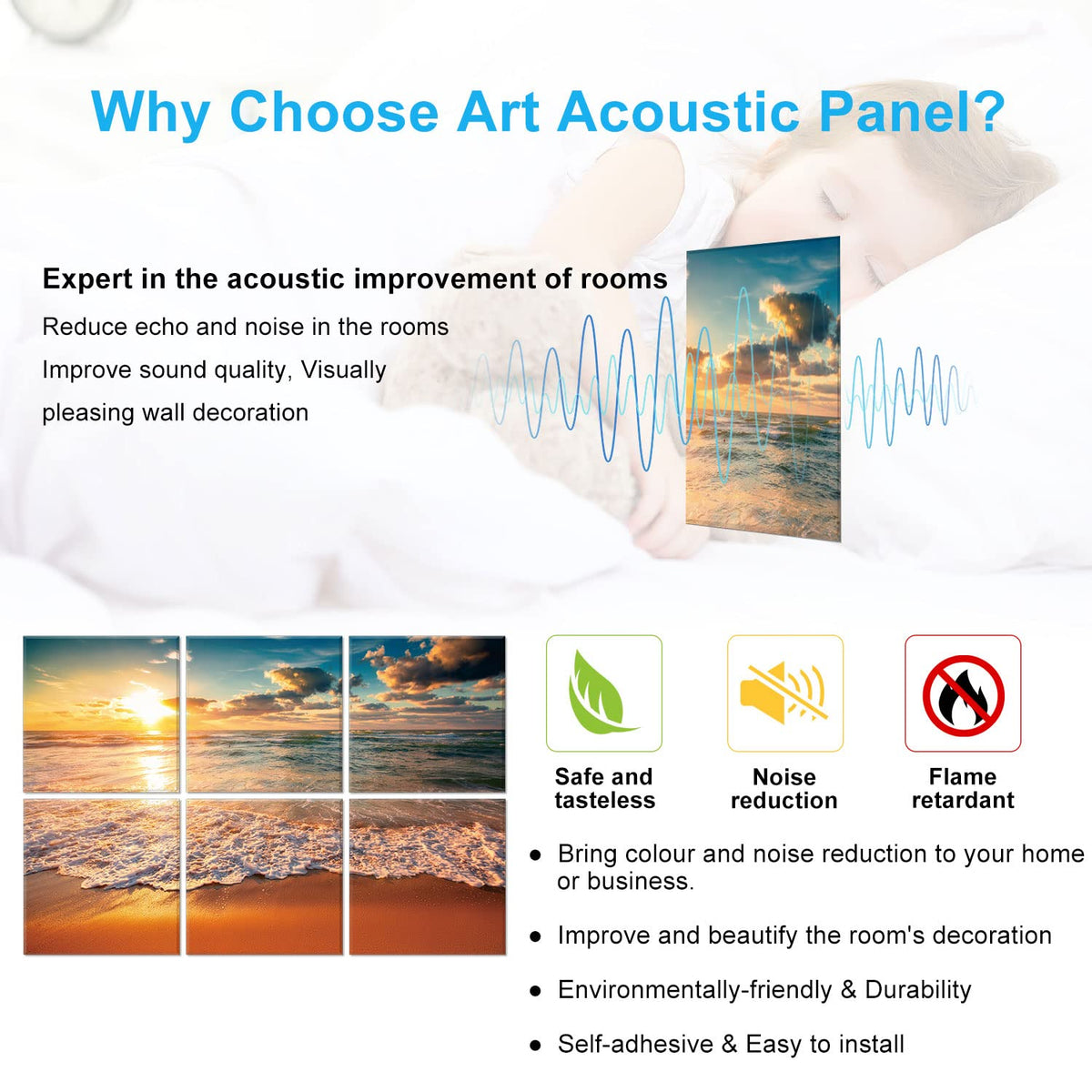 JBER Art Acoustic Panels 6 Pack Self Adhesive（Series 1）