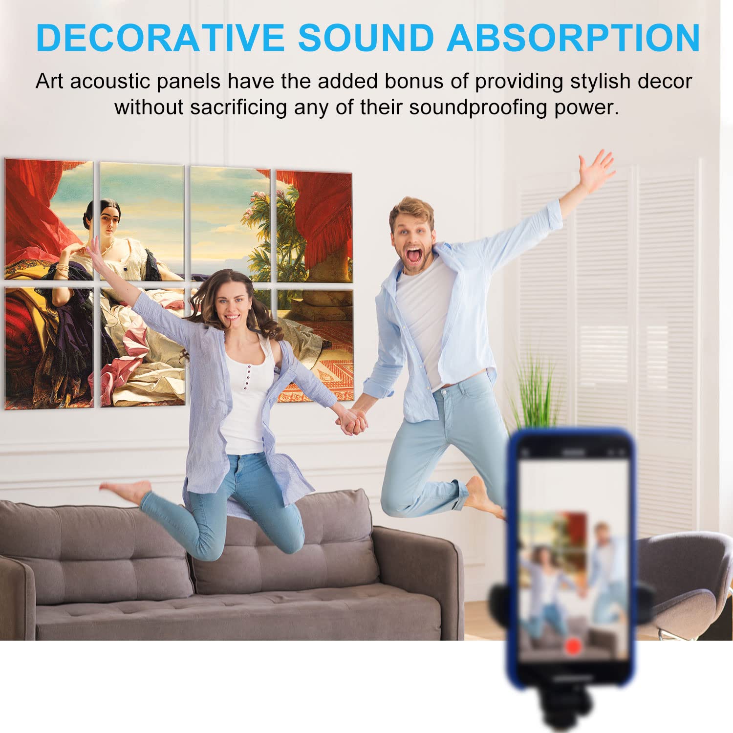 JBER Art Acoustic Panels 8 Pack Self-Adhesive