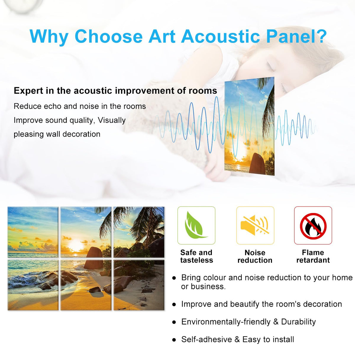 JBER Art Acoustic Panels 6 Pack Self-Adhesive（Series 2）