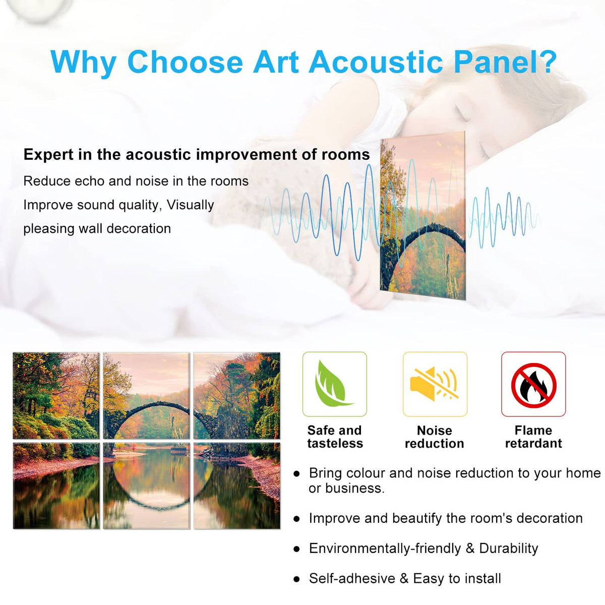 JBER Art Acoustic Panels 6 Pack Self Adhesive（Series 1）