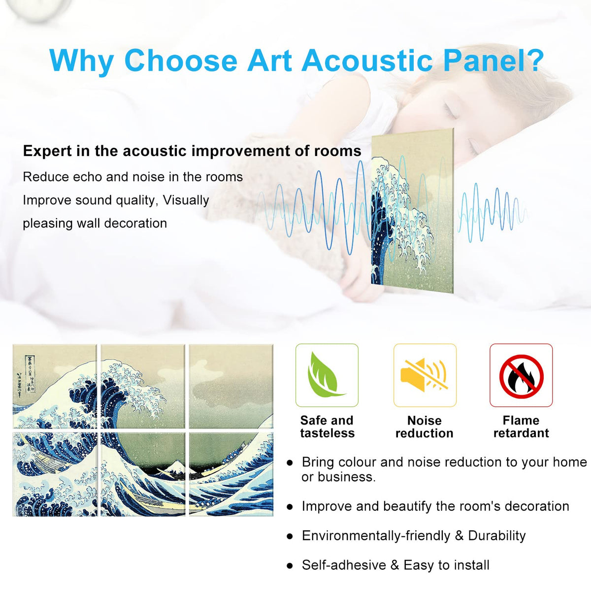 JBER Art Acoustic Panels 6 Pack Self Adhesive（Series 1）