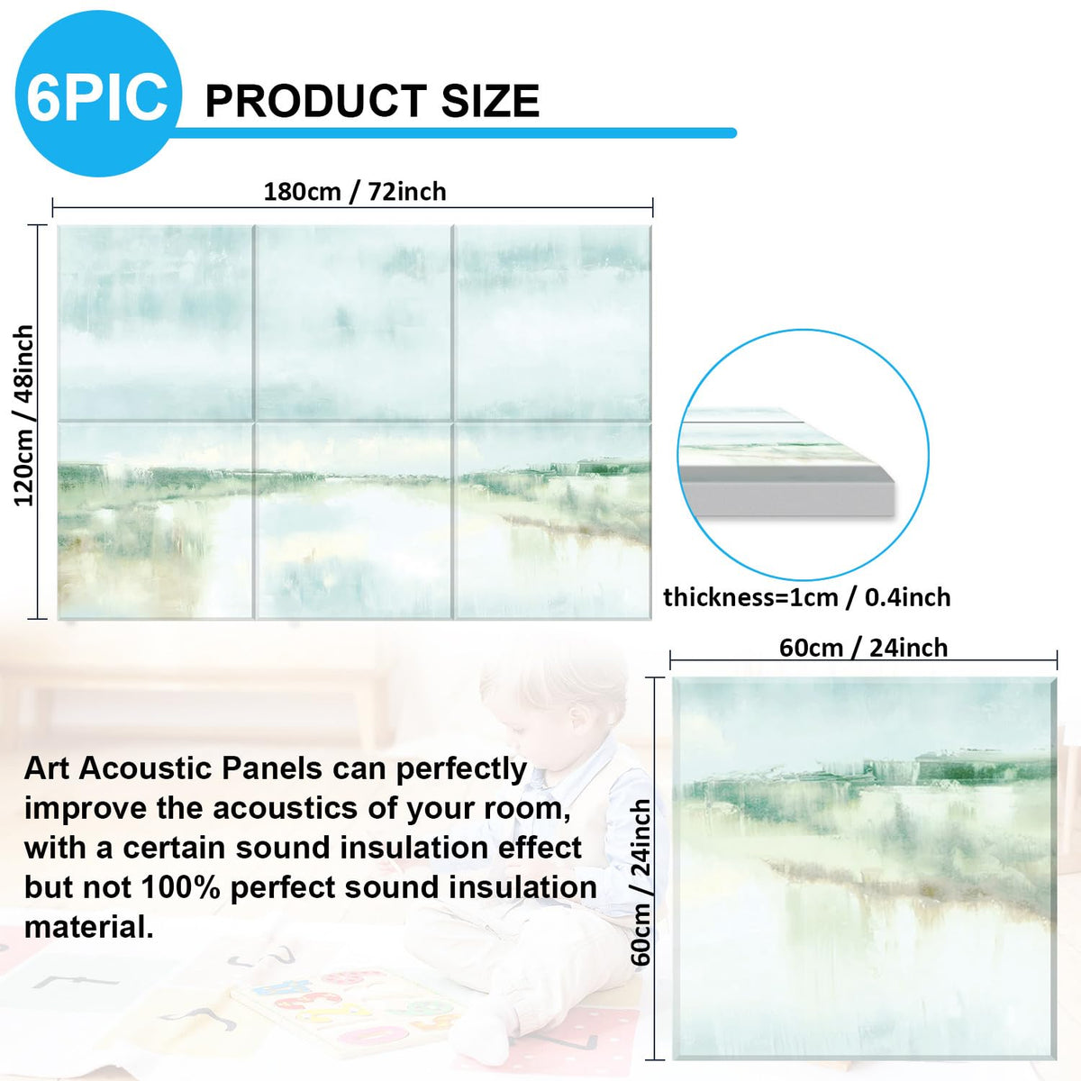 JBER Art Acoustic Panels 6 Pack Self-Adhesive（Series 2）
