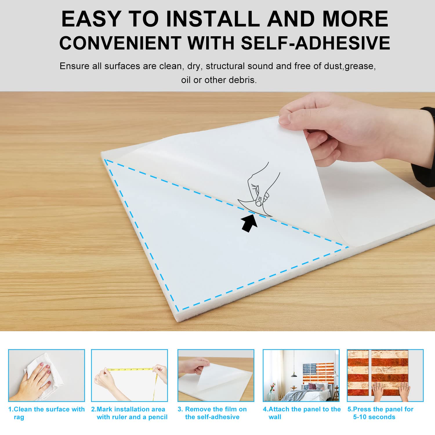 JBER Art Acoustic Panels 8 Pack Self-Adhesive