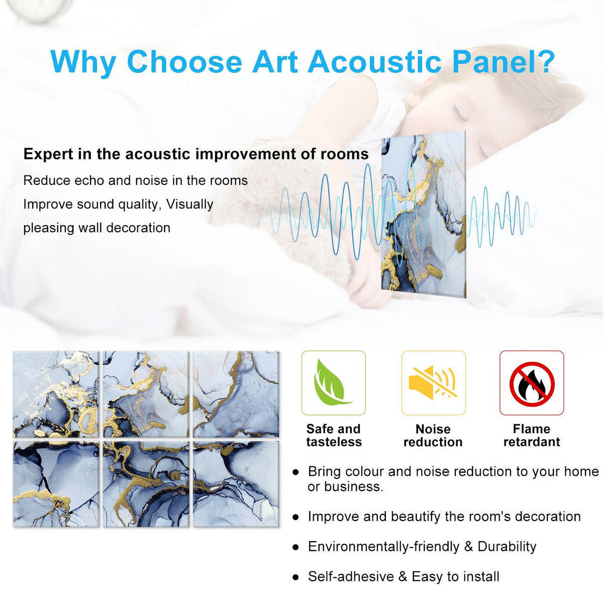 JBER Art Acoustic Panels 6 Pack Self-Adhesive（Series 2）