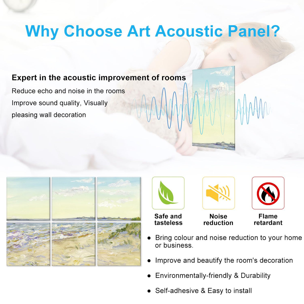 JBER Art Acoustic Panels 6 Pack Self-Adhesive（Series 2）