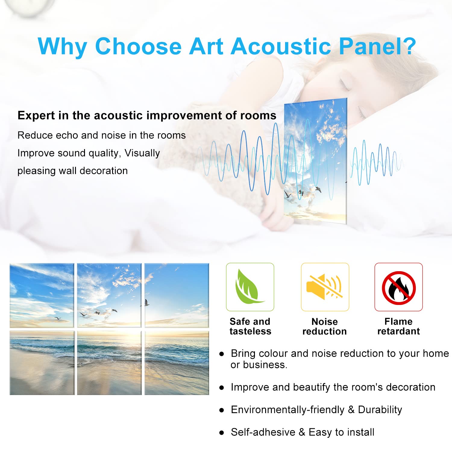 JBER Art Acoustic Panels 6 Pack Self Adhesive（Series 1）