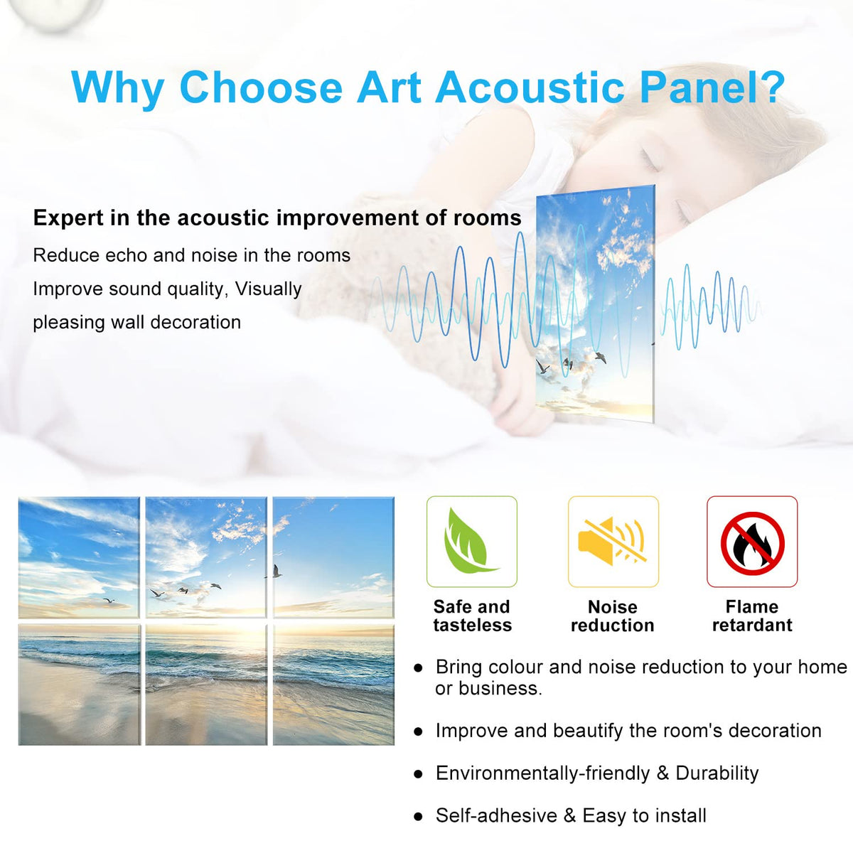 JBER Art Acoustic Panels 6 Pack Self Adhesive（Series 1）