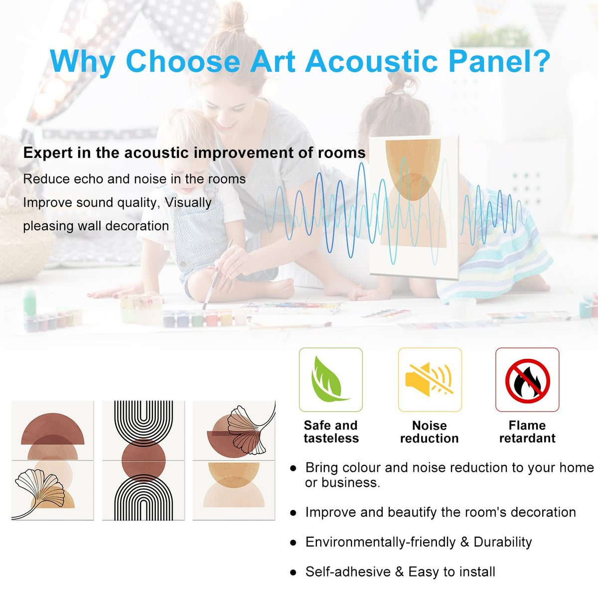 JBER Art Acoustic Panels 6 Pack Self-Adhesive（Series 2）