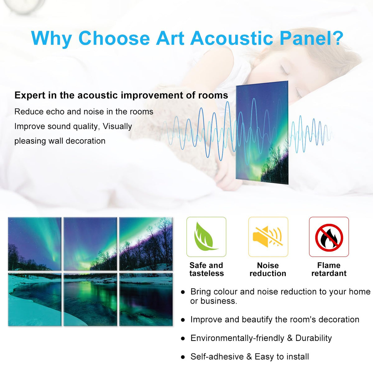 JBER Art Acoustic Panels 6 Pack Self-Adhesive（Series 2）