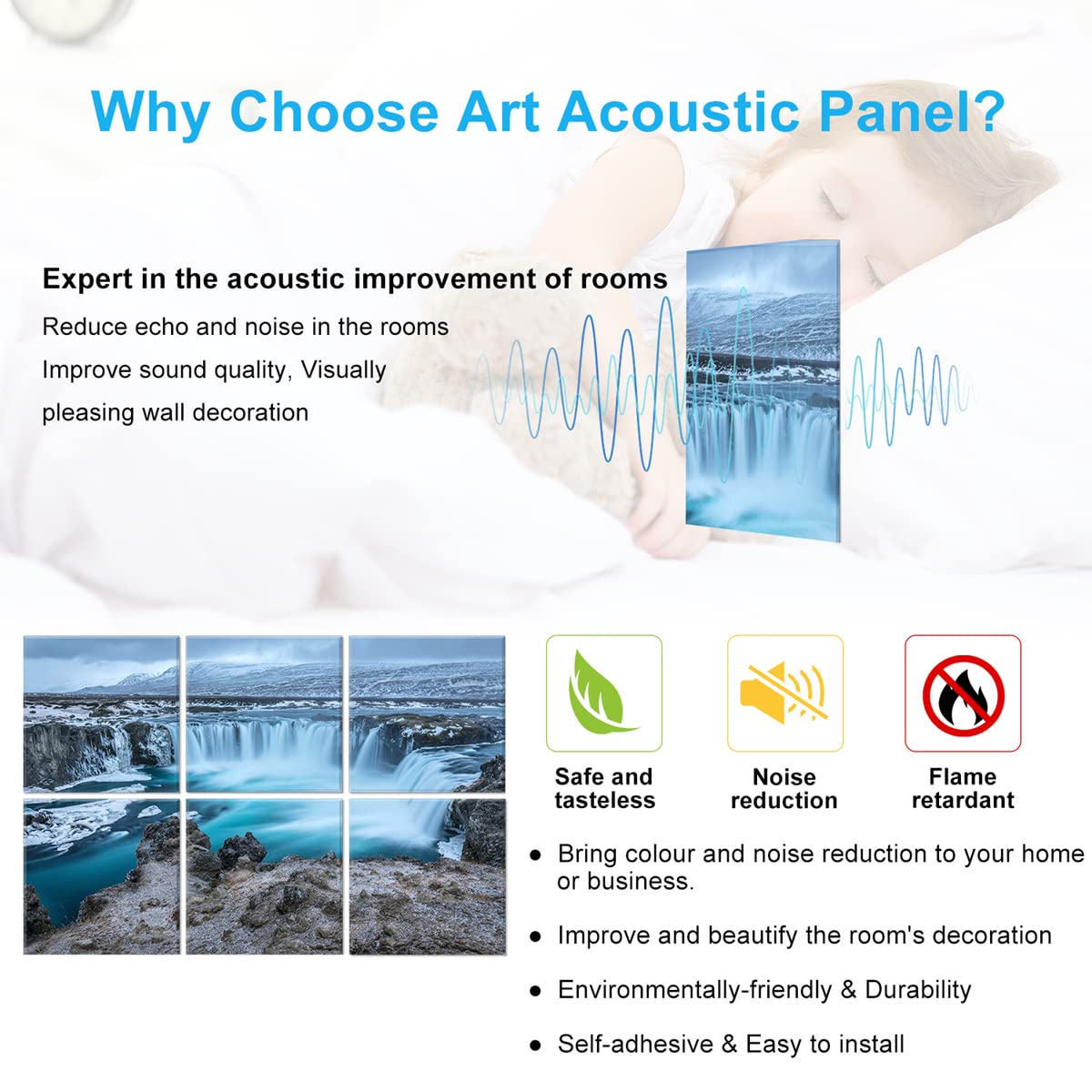 JBER Art Acoustic Panels 6 Pack Self Adhesive（Series 1）