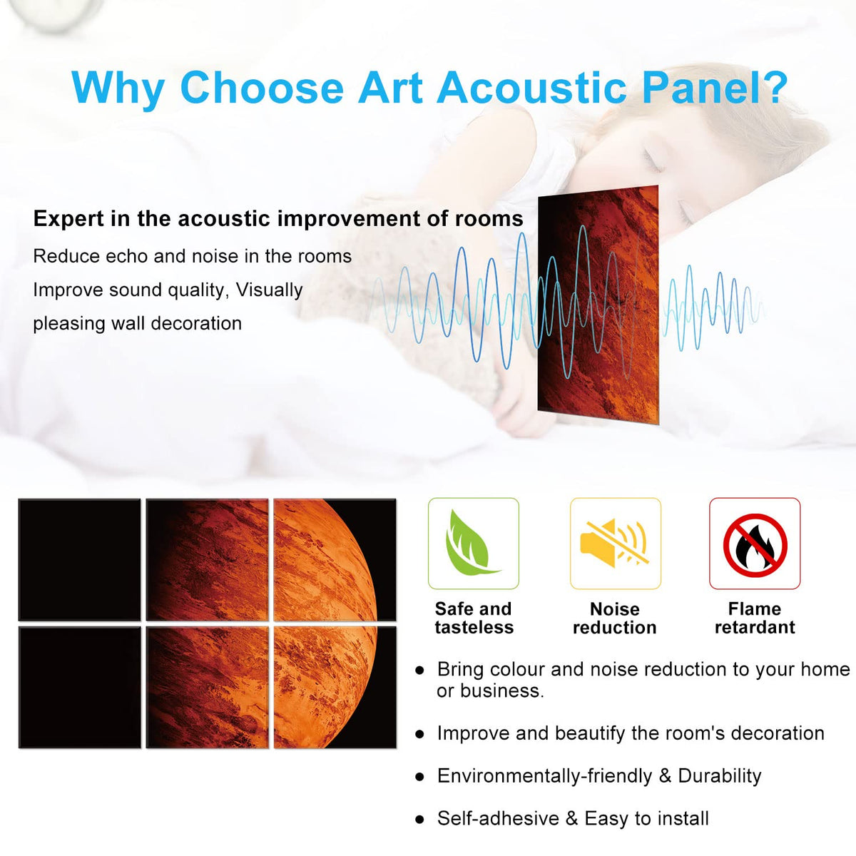 JBER Art Acoustic Panels 6 Pack Self Adhesive（Series 1）