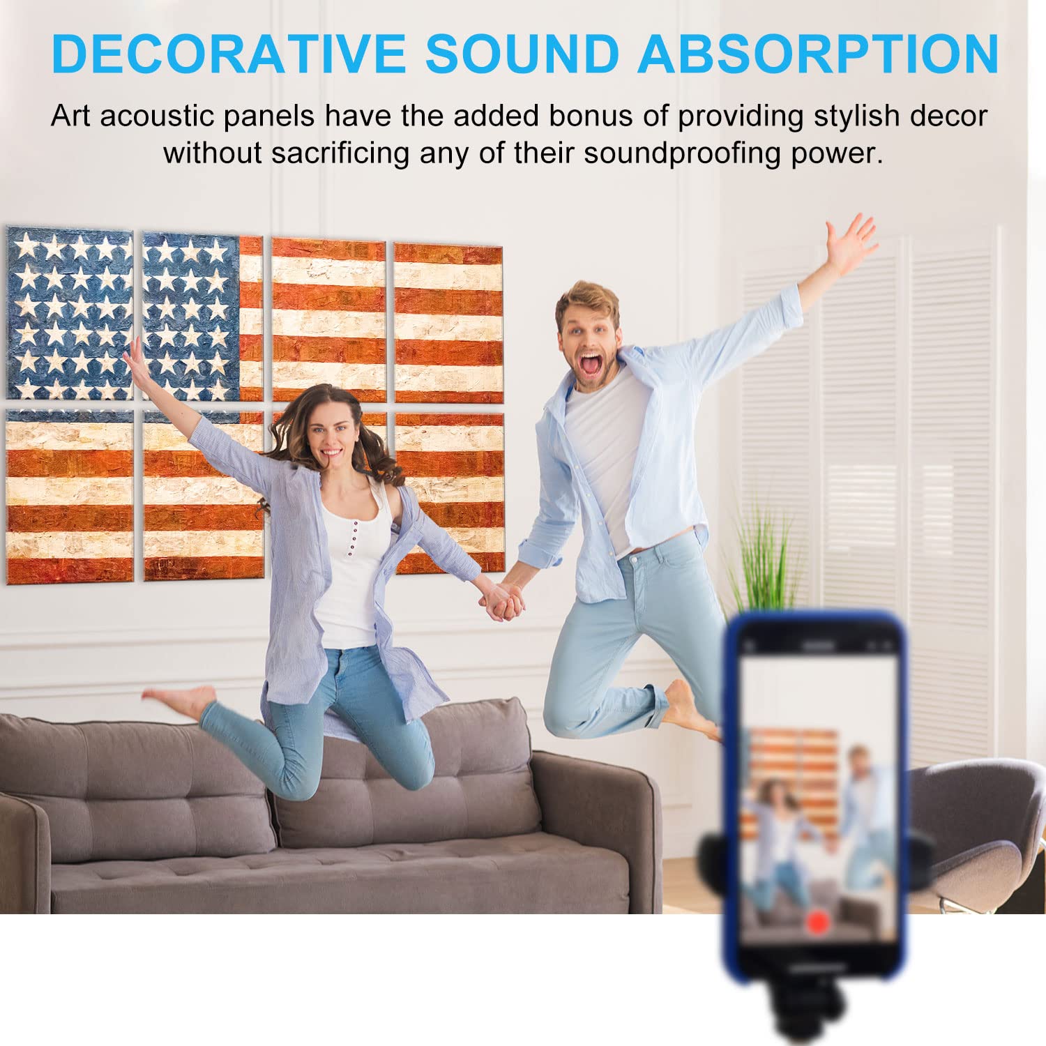 JBER Art Acoustic Panels 8 Pack Self-Adhesive