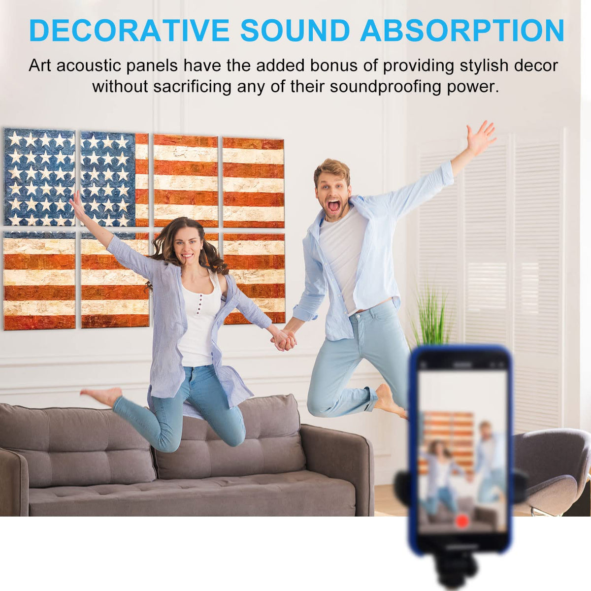 JBER Art Acoustic Panels 8 Pack Self-Adhesive