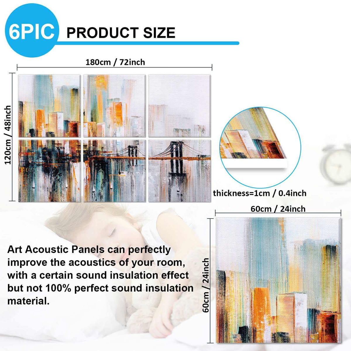 JBER Art Acoustic Panels 6 Pack Self Adhesive（Series 1）