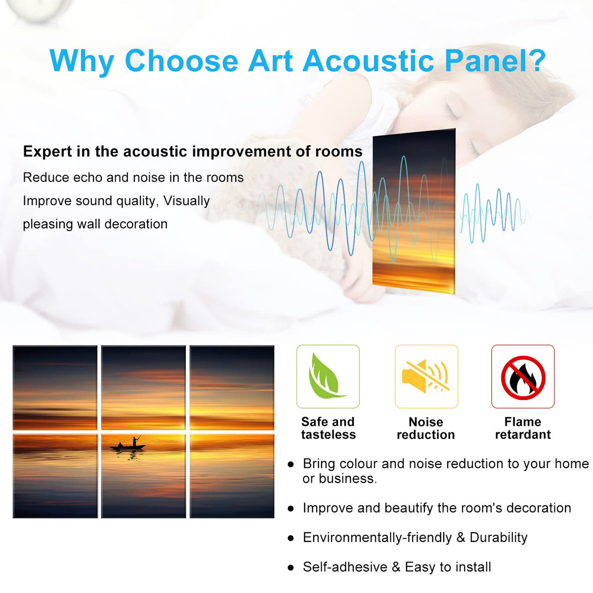JBER Art Acoustic Panels 6 Pack Self Adhesive（Series 1）