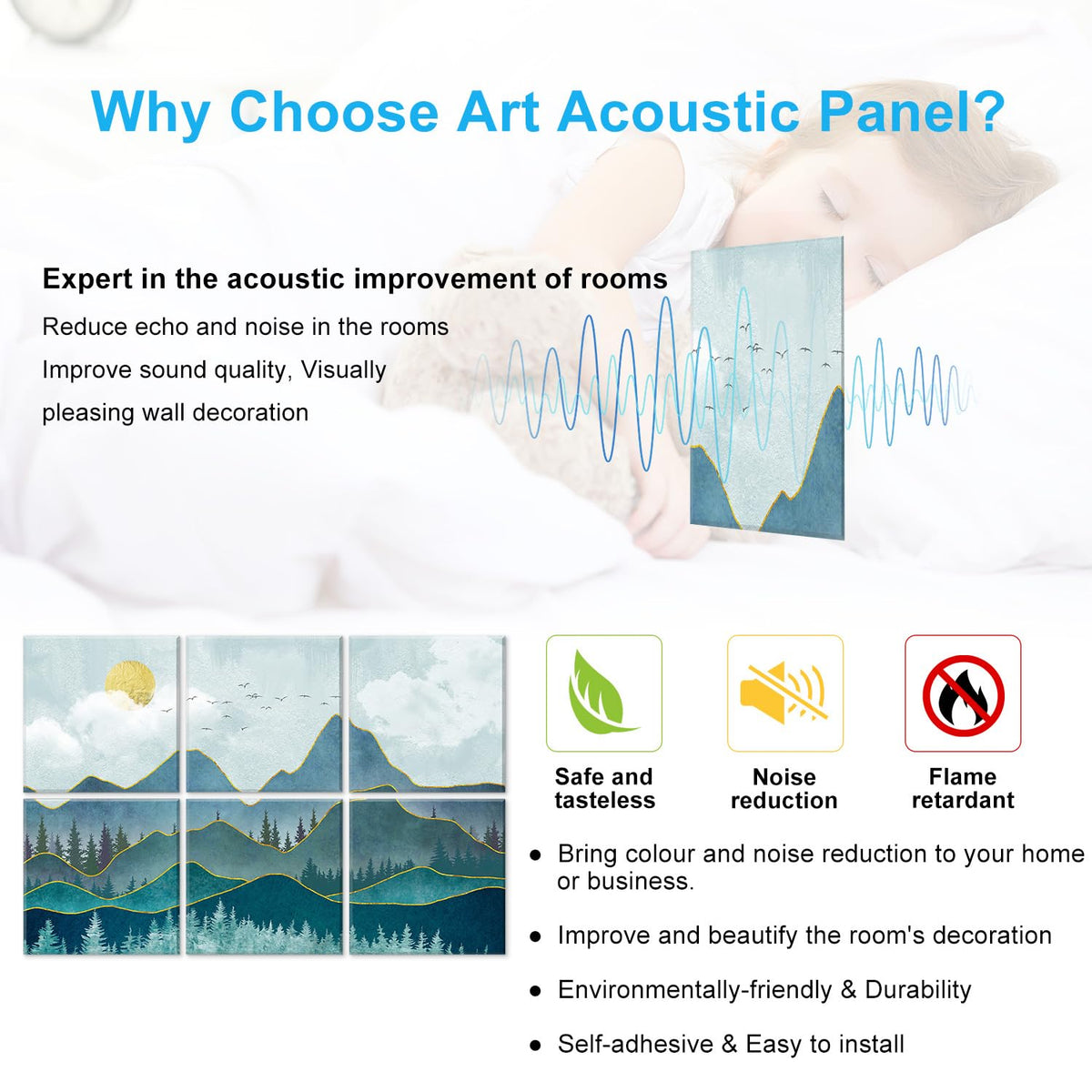 JBER Art Acoustic Panels 6 Pack Self-Adhesive（Series 2）