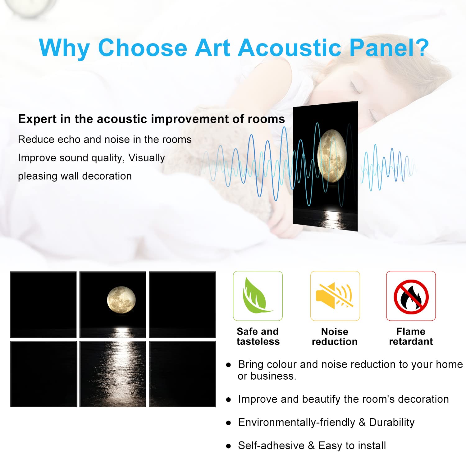 JBER Art Acoustic Panels 6 Pack Self Adhesive（Series 1）