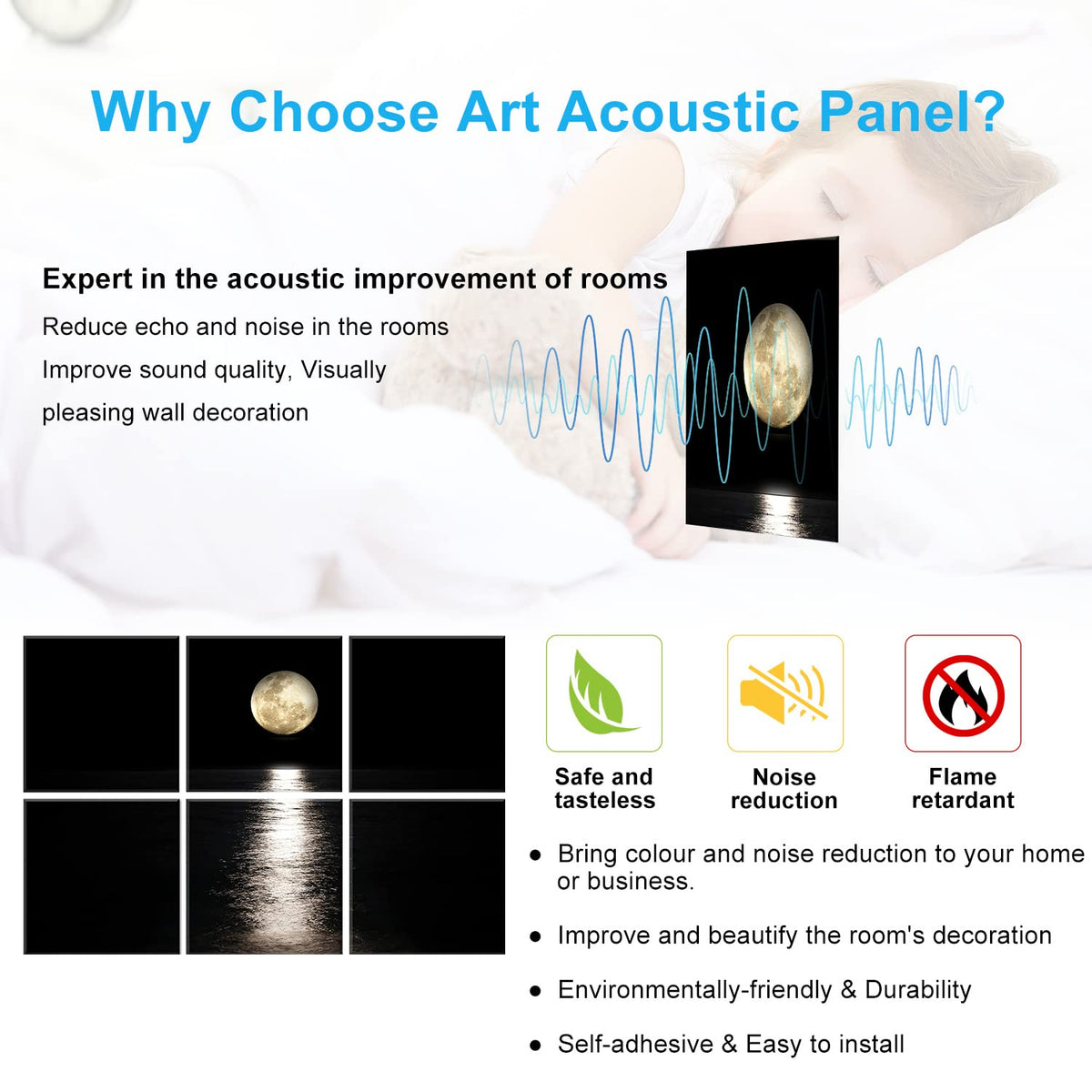 JBER Art Acoustic Panels 6 Pack Self Adhesive（Series 1）