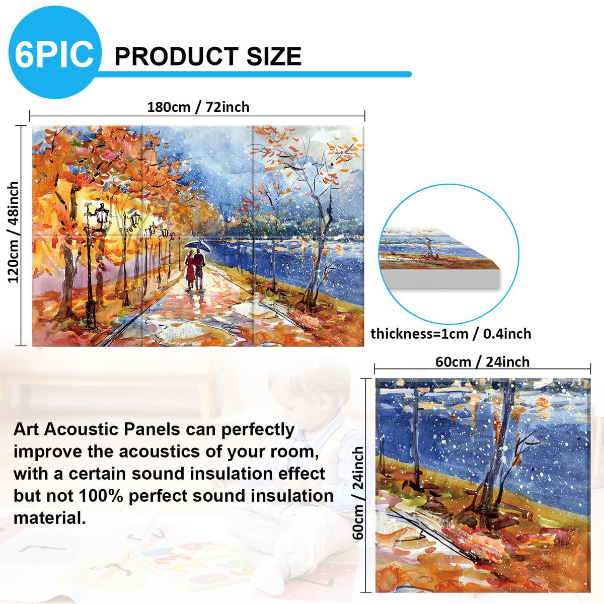 JBER Art Acoustic Panels 6 Pack Self-Adhesive（Series 2）
