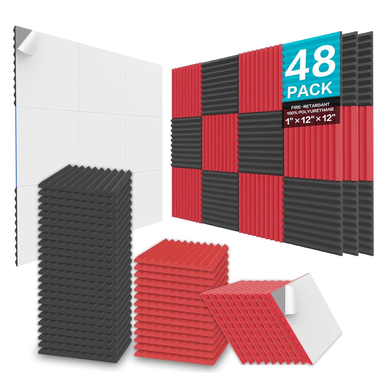 JBER Acoustic Foam Panels Wedge-shaped Self-Adhesive