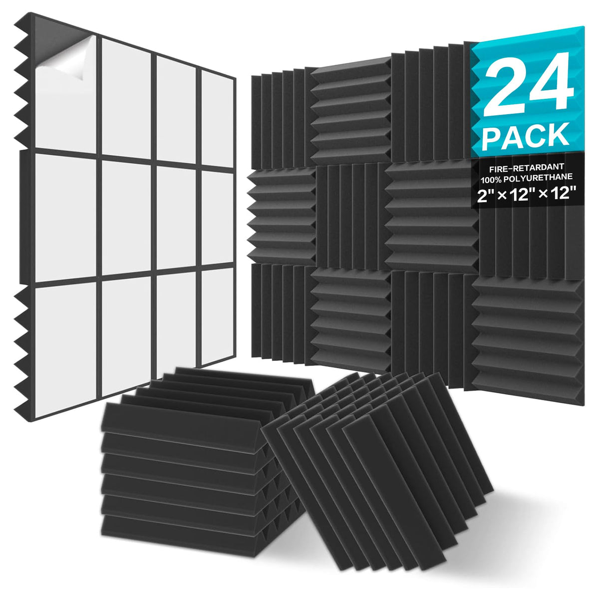 JBER Acoustic Foam Panels Wedge-shaped Self-Adhesive