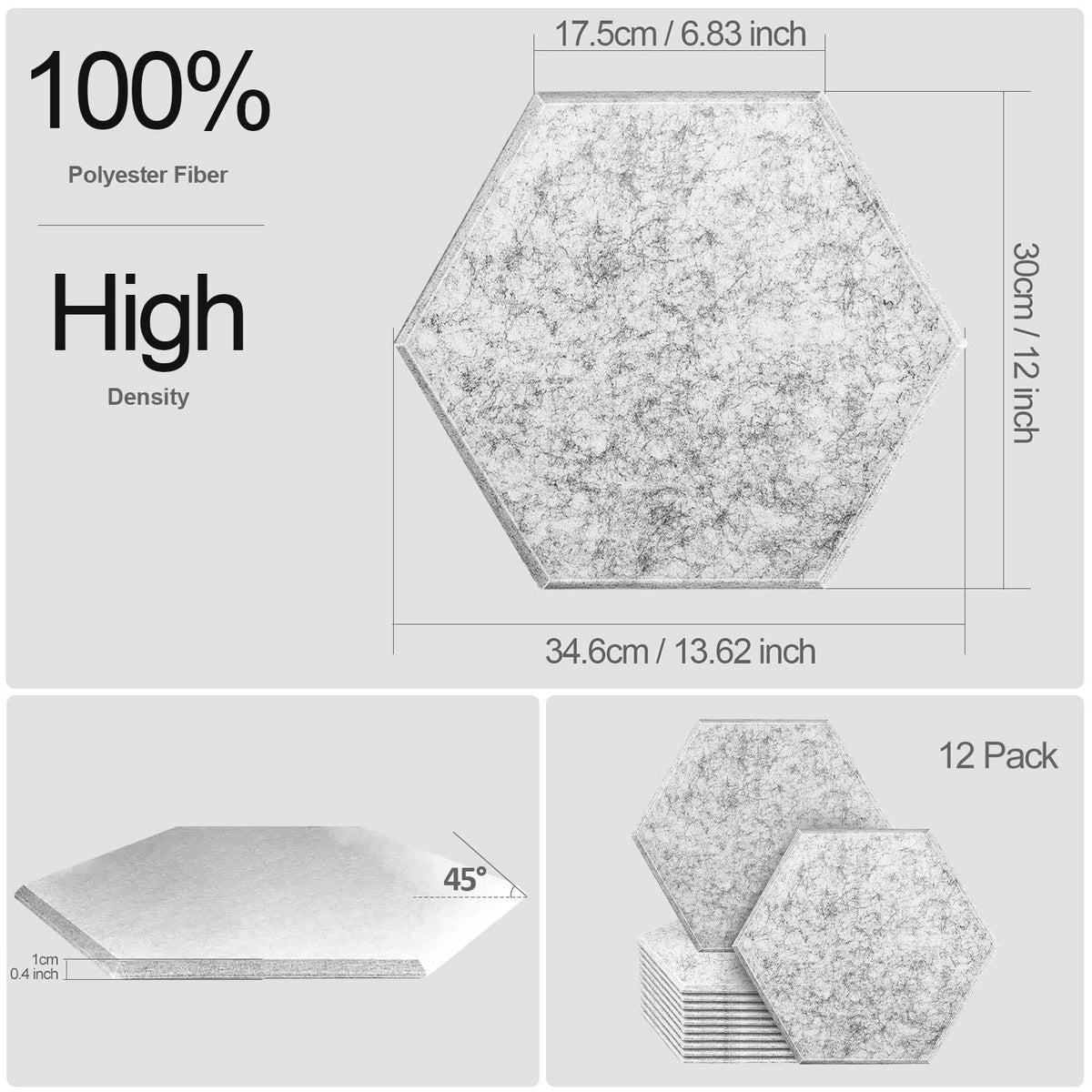 JBER Hexagon Acoustic Foam Panels