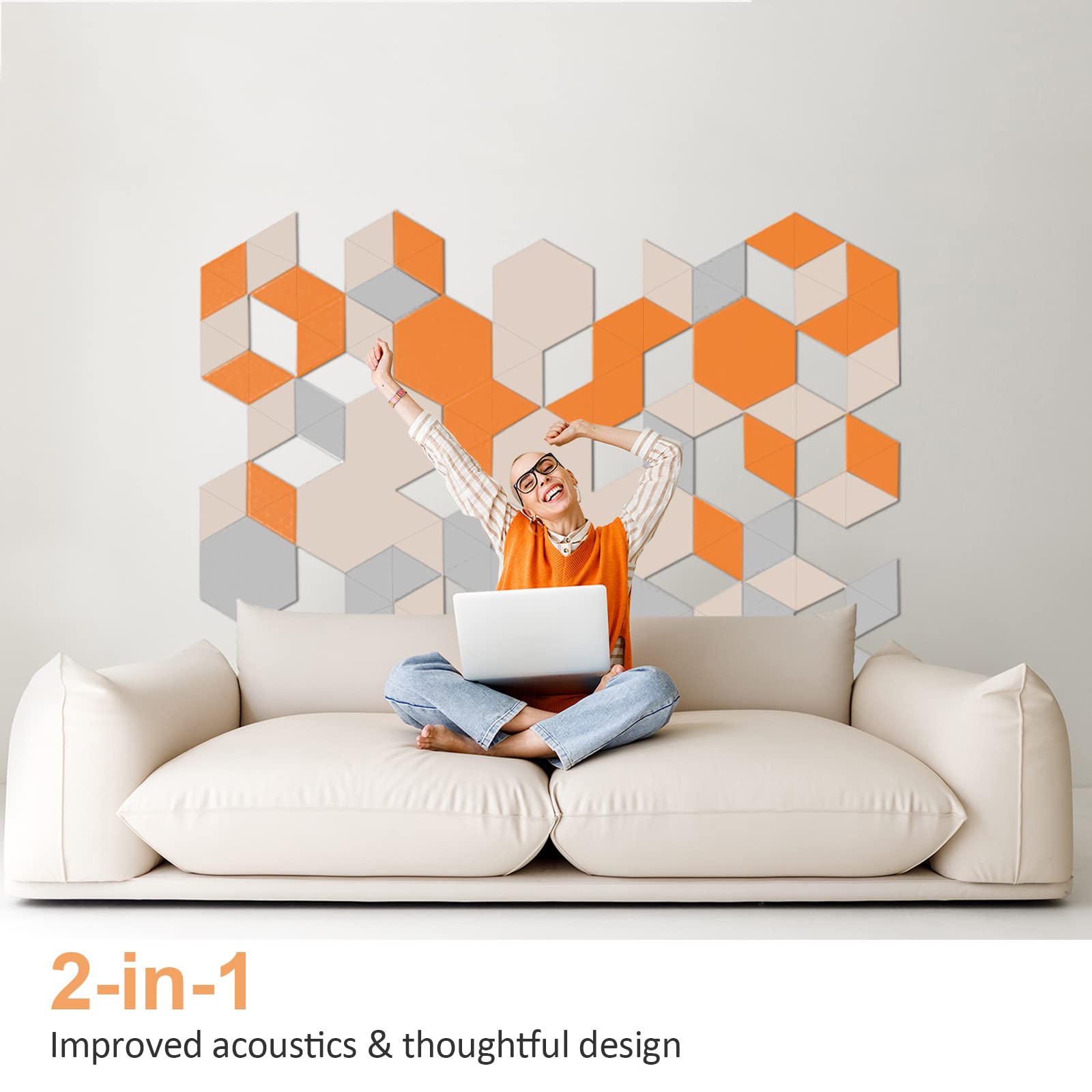 JBER Hexagon Acoustic Foam Panels Self-Adhesive