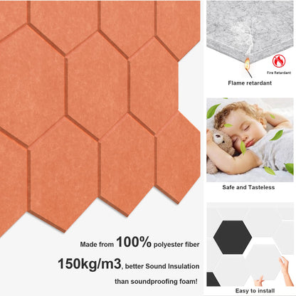 JBER Hexagon Acoustic Foam Panels Self-Adhesive