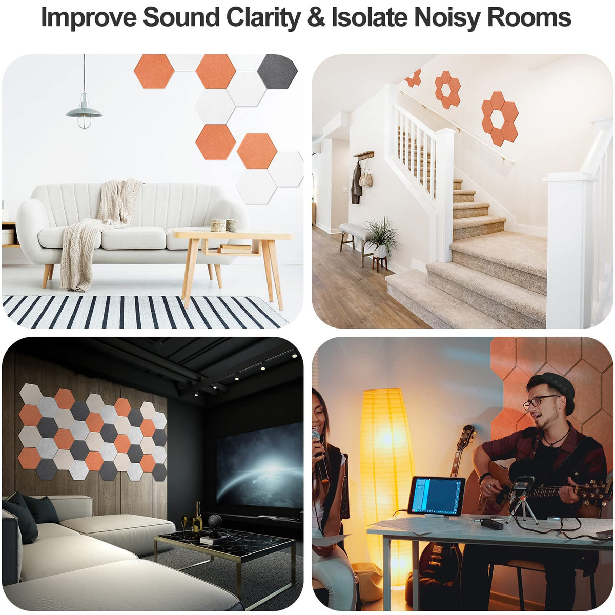 JBER Hexagon Acoustic Foam Panels Self-Adhesive